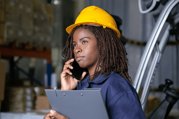 Engineer with safety helmet